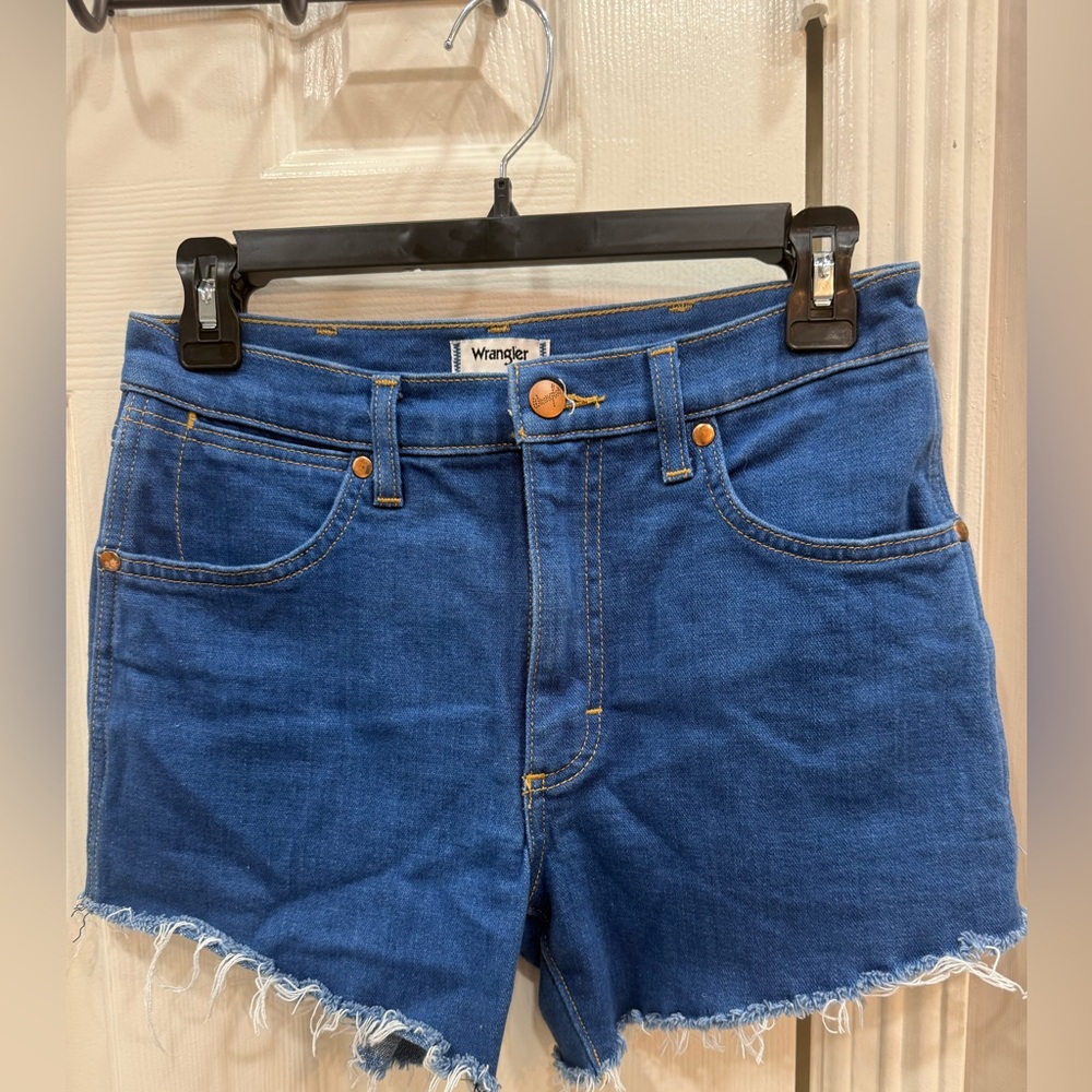 Wrangler Women's Frayed Hem Blue Jean Shorts